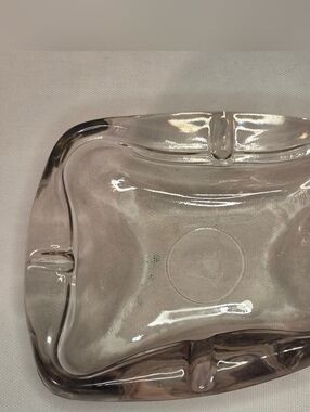 Vtg Mid Century Modern Liquid Shape Retro Art Glass Geometric Ash Tray Clear